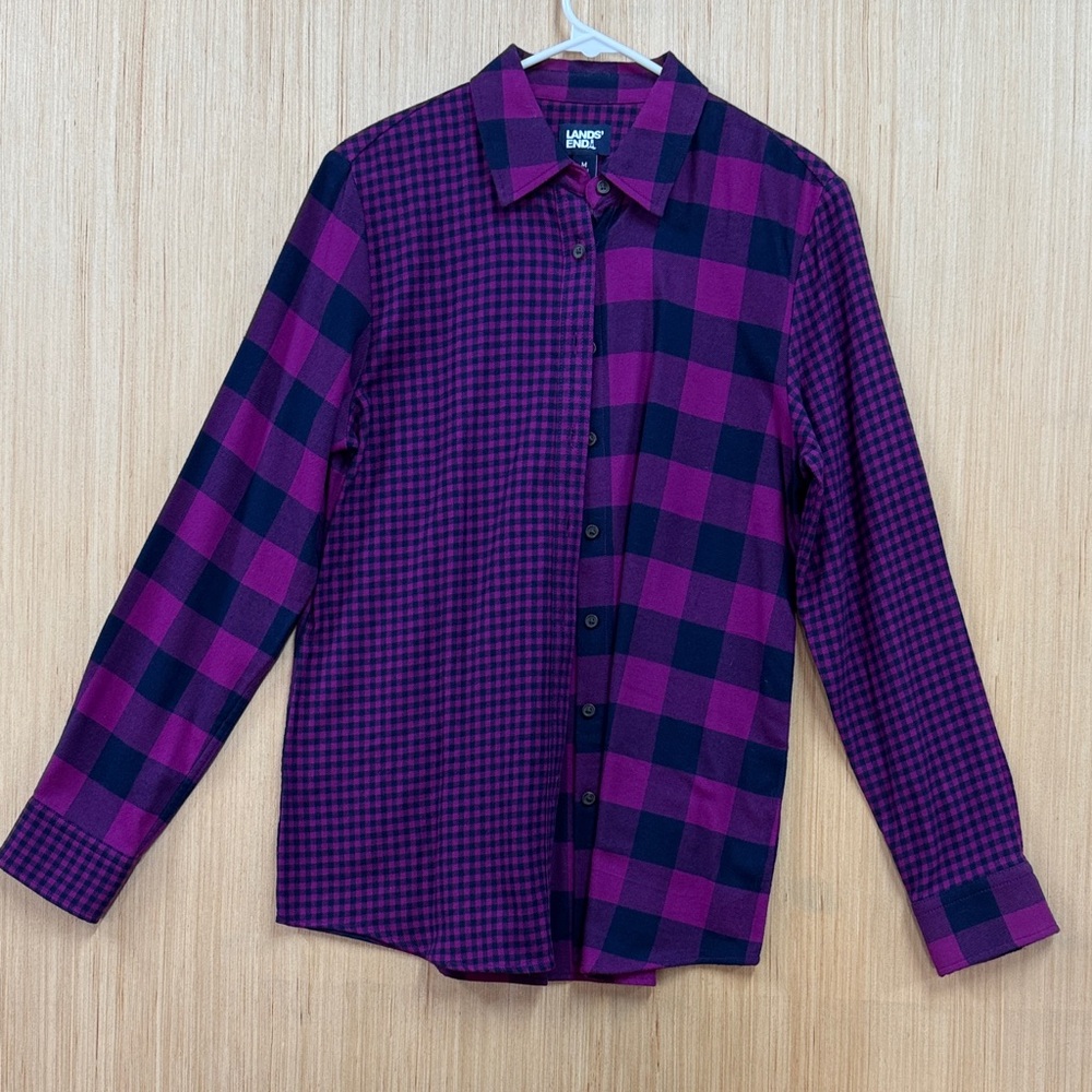Lands' End Bold Purple Plaid Shirt